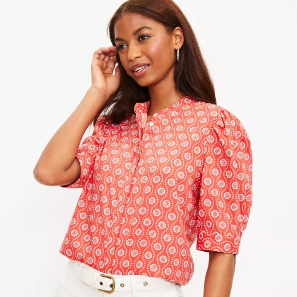 LOFT Patterned Short Sleeve Blouse